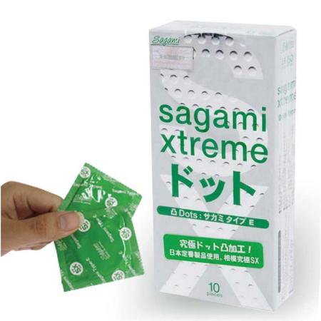 3 HỘP bao cao su gân gai mỏng Sagami Extreme Dot 10pcs chính hãng